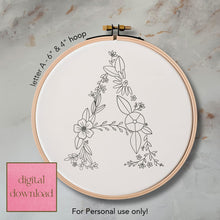  Whimsical Floral Embroidery Letter A Pattern - Digital Download