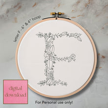  Whimsical Floral Embroidery Letter F - Digital Download