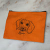 Embroidered Pet Portrait Canvas Zipper Pouch