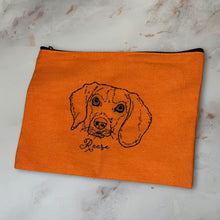  Embroidered Pet Portrait Canvas Zipper Pouch