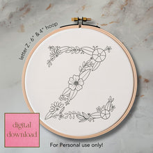  Whimsical Floral Embroidery Letter Z - Digital Download