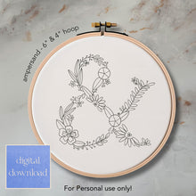  Whimsical Floral Embroidery Ampersand - Digital Download