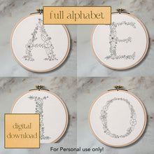  Whimsical Floral Embroidery Full Alphabet - Digital Download