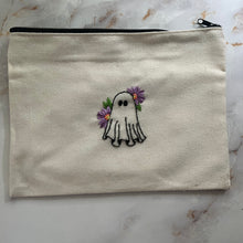  Hand Embroidered Ghost Zipper Pouch