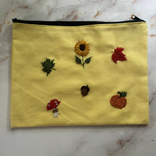  Hand Embroidered Fall Themed Zipper Pouch